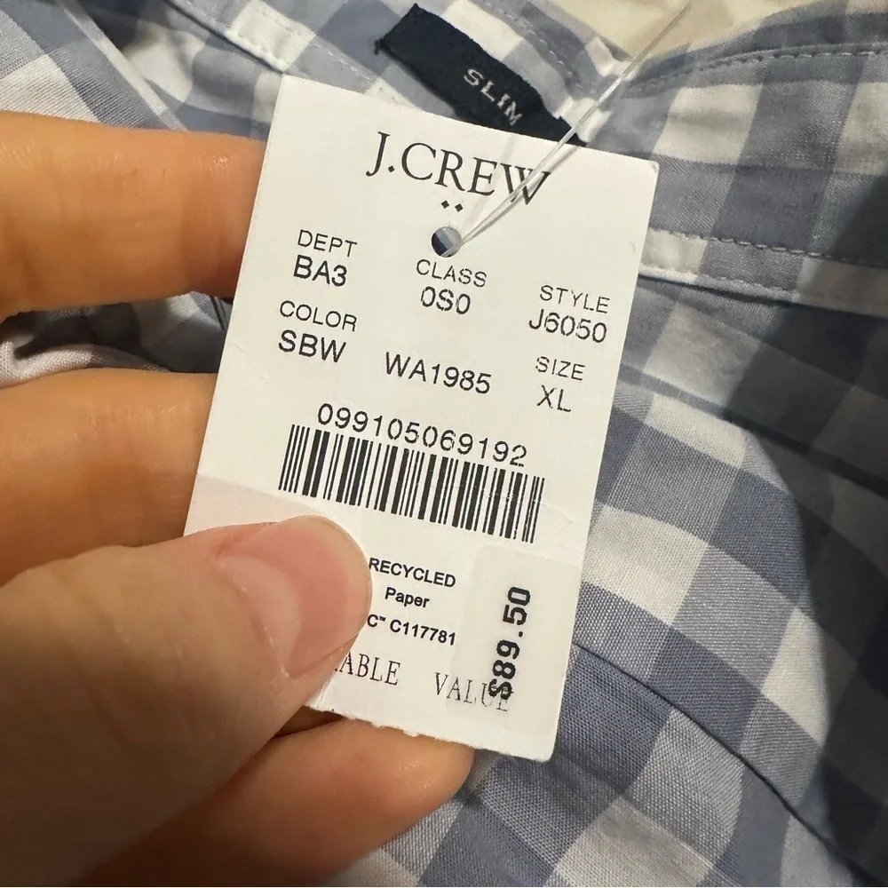 J crew stone blue white Classic flex casual shirt